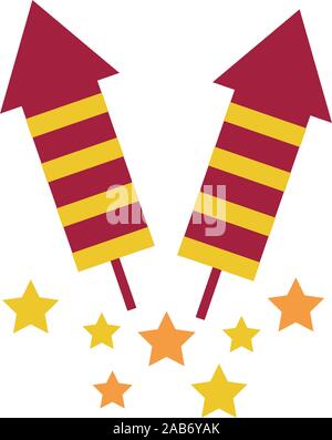 firework rockets flat style icons Stock Vector