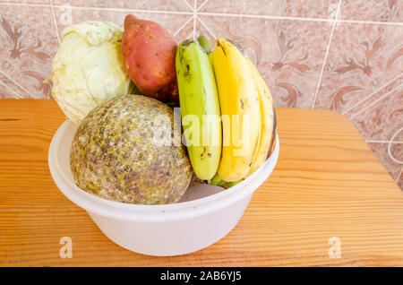 Plastic Bowl Filled With Uncooked Foods Stock Photo