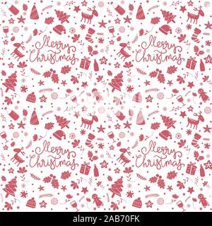 Christmas doodle element icon background seamless . set of flat vector illustation christmas icon with Merry Christmas. Patterns for greeting cards. Stock Vector