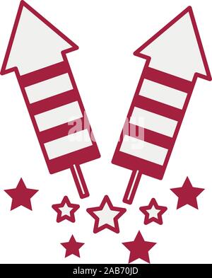 firework rockets flat style icons Stock Vector