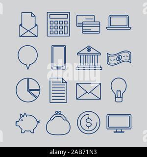 bundle of fintech set icons Stock Vector