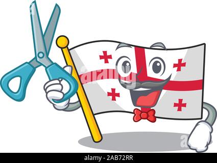 Happy Barber flag georgia mascot cartoon character style Stock Vector