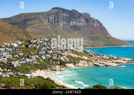 Elevated view of Llandudno beach and seaside town of Cape Town Stock Photo