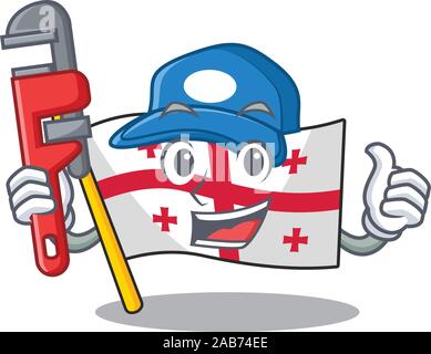 Plumber flag georgia on cartoon character mascot design Stock Vector