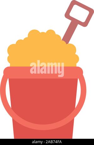 toy bucket with sand flat style icon vector illustration design Stock Vector