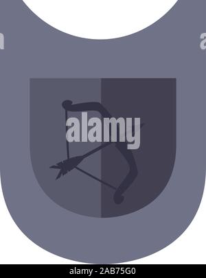 medieval shield with arrow arch flat icon vector illustration design ...