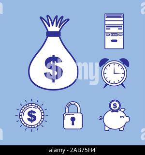 bundle of fintech set icons Stock Vector