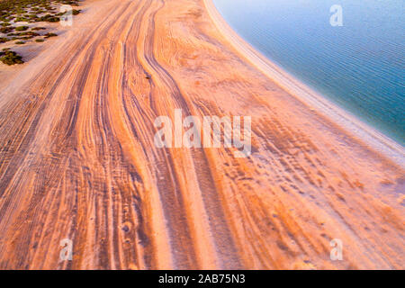 Early morning sunlight on Shell Beach world heritage area, Peron Peninsula, Northwest Australia, Western Australia Stock Photo