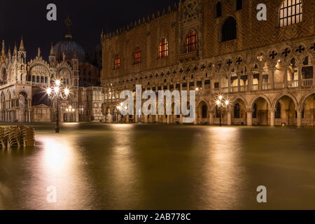 Flooding, Acqua Alta, on St. Mark´s Square, Venice, on November 12, 2019 Stock Photo