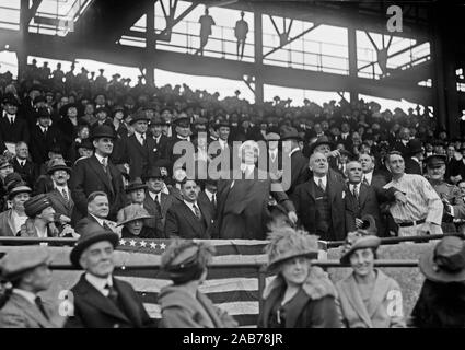 Warren Harding throwing out the first ball at a baseball game ca. 1921-1923 Stock Photo