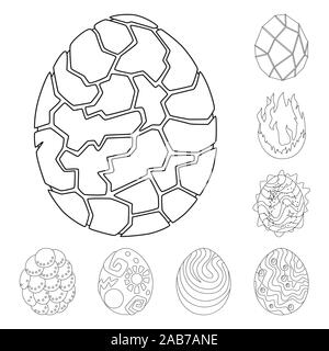 Vector illustration of dinosaur and magic icon. Set of dinosaur and fantasy stock vector illustration. Stock Vector