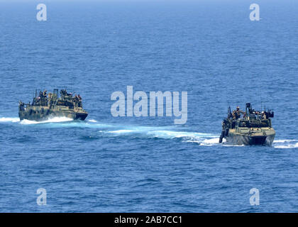 (June 27, 2012) Riverine command boats from Riverine Squadron (RIVRON) 2 approach the amphibious transport dock ship USS New York (LPD 21). Stock Photo