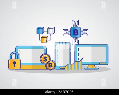 financial technology with electronic devices Stock Vector