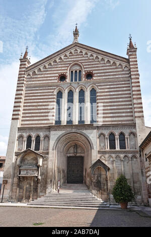 Facade of San Fermo Maggiore church, Verona, Italy; August 2019 Stock Photo