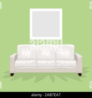 Sofa with hand drawn cartoon style for your design. Vector illustration. Stock Vector