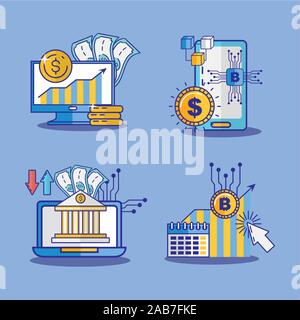 financial technology with electronic devices Stock Vector