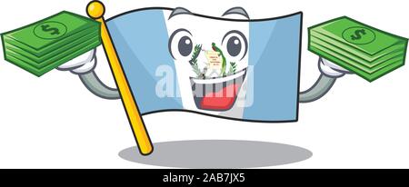Confident smiley flag bolivia character with money bag Stock Vector