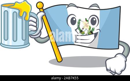 Happy flag bolivia holding a glass with juice Stock Vector