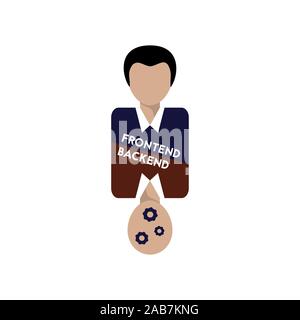 Frontend and backend development. Flat icon programmer. Vector illustration. Stock Vector