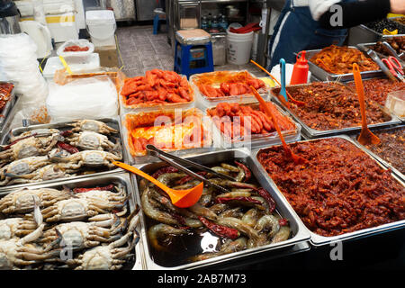 Seoul, South Korea - November 2019 - Food market Gwangjang Stock Photo