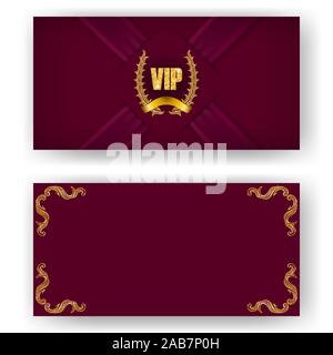 Set of vip card, invitation with laurel wreath Stock Vector