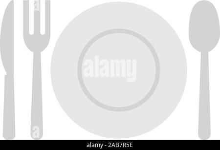 dish with set cutlery detailed style vector illustration design Stock Vector