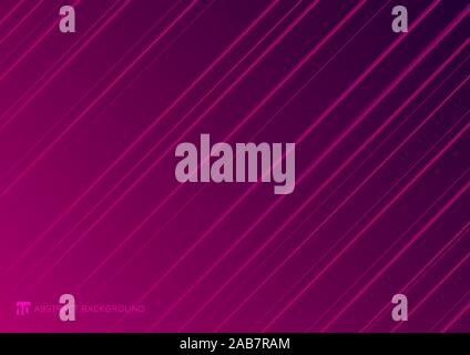 Abstract striped neon line diagonal glowing pink and purple gradient background. Vector illustration Stock Vector