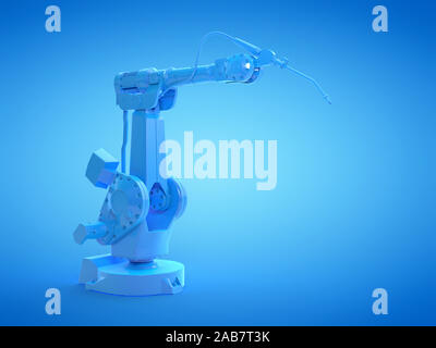 3d rendered illustration of a blue welding robot Stock Photo