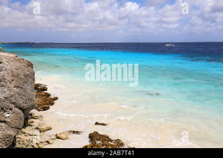 Beautiful coast in the north of Bonaire island in the caribbean sea Stock Photo