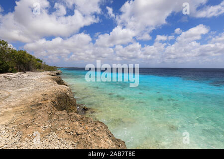 Beautiful coast in the north of Bonaire island in the caribbean sea Stock Photo