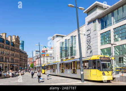 Manchester tram stop by Next store, Exchange Square, Manchester Arndale centre, Manchester City centre, Manchester, England, United Kingdom, Europe Stock Photo