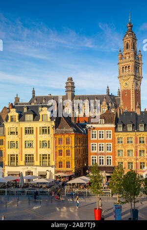 The Grand Place and Lille Chamber of Commerce Belfry, Lille, Nord, France, Europe Stock Photo