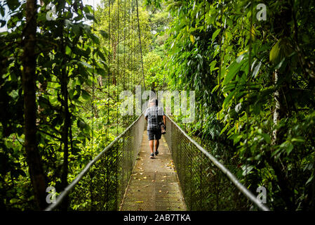 Hanging bridges in cloud forest at San Luis, Alajuela Province, Costa Rica, Central America Stock Photo