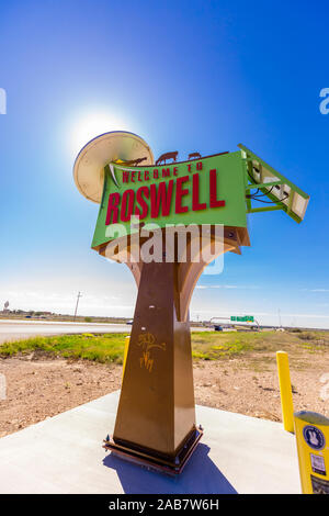 Roswell sign, Roswell, New Mexico, North America Stock Photo