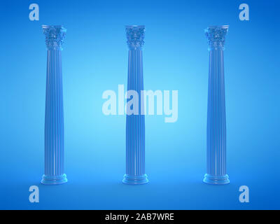 3d rendered illustration of blue columns Stock Photo
