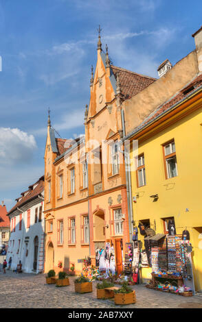 Medieval Buildings, Sighisoara, UNESCO World Heritage Site, Mures County, Transylvania Region, Romania, Europe Stock Photo