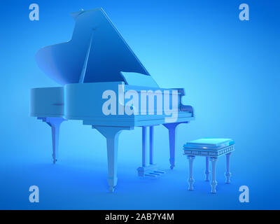 3d rendered illustration of a blue grand piano Stock Photo