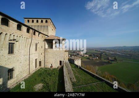 Torrechiara Castle, Langhirano, Parma, Emilia-Romagna, Italy, Europe Stock Photo