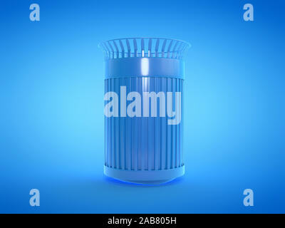 3d rendered illustration of a blue trashbin Stock Photo