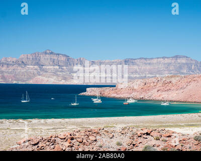 The protected natural harbor at Isla San Francisco, Baja California Sur, Mexico, North America Stock Photo