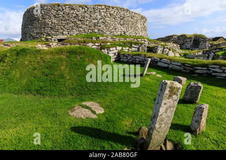 Clickimin Broch, Iron Age Fort, from the West, Clickimin Loch, Central Lerwick,Shetland Isles, Scotland, United Kingdom, Europe Stock Photo