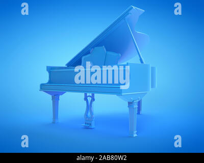 3d rendered illustration of a blue grand piano Stock Photo