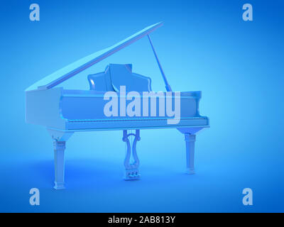 3d rendered illustration of a blue grand piano Stock Photo