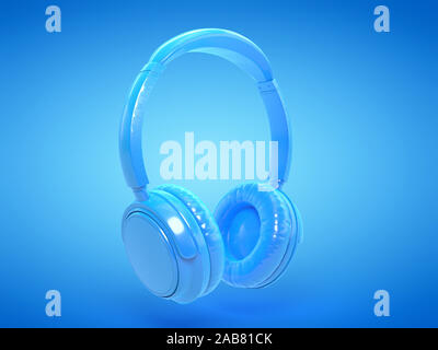 3d rendered illustration of blue headphones Stock Photo