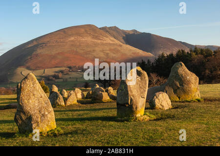 Castlerigg Stone Circle, Saddleback (Blencathra) behind, Keswick, Lake District National Park, UNESCO, Cumbria, England, United Kingdom, Europe Stock Photo