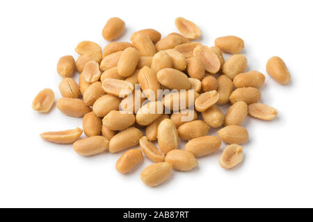 Heap of peeled salted peanuts isolated on white background Stock Photo
