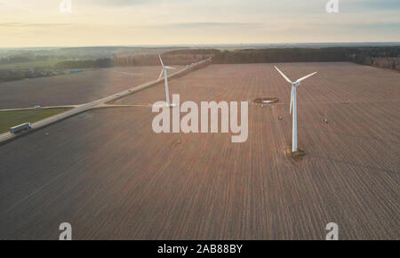 Electric power theme. Sustainable power source from wind Stock Photo