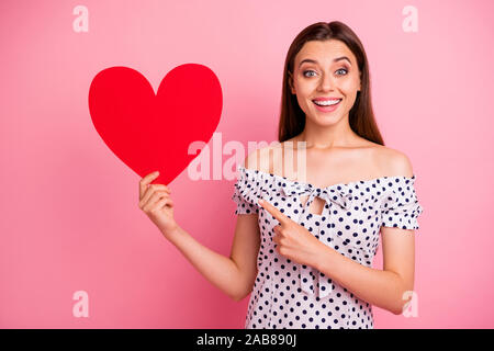 Photo of enjoying overjoyed rejoicing cheerful kind girlfriend glad to have received unexpected gift from secret admirer while isolated with pink Stock Photo