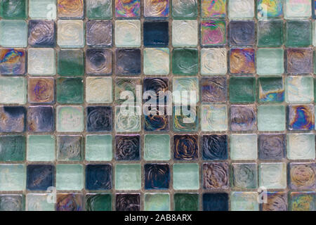 Modern glass mosaic tiles background. Pool or wall glass tiles texture. Stock Photo