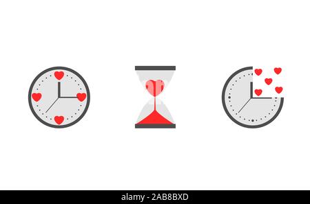 Clock with heart sign Stock Vector